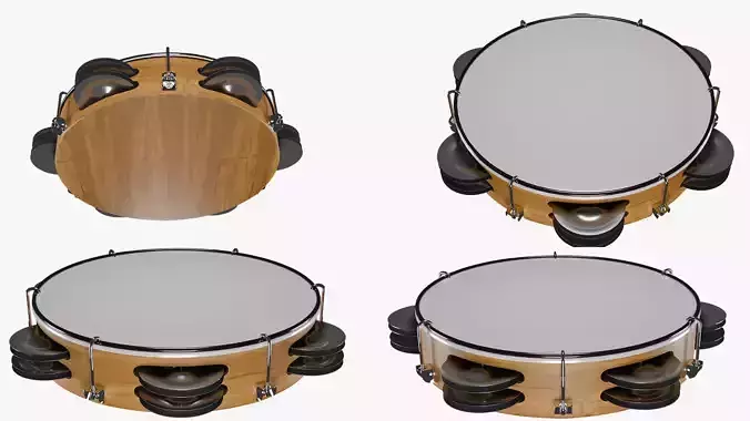 Realistic Tambourine 3D Model