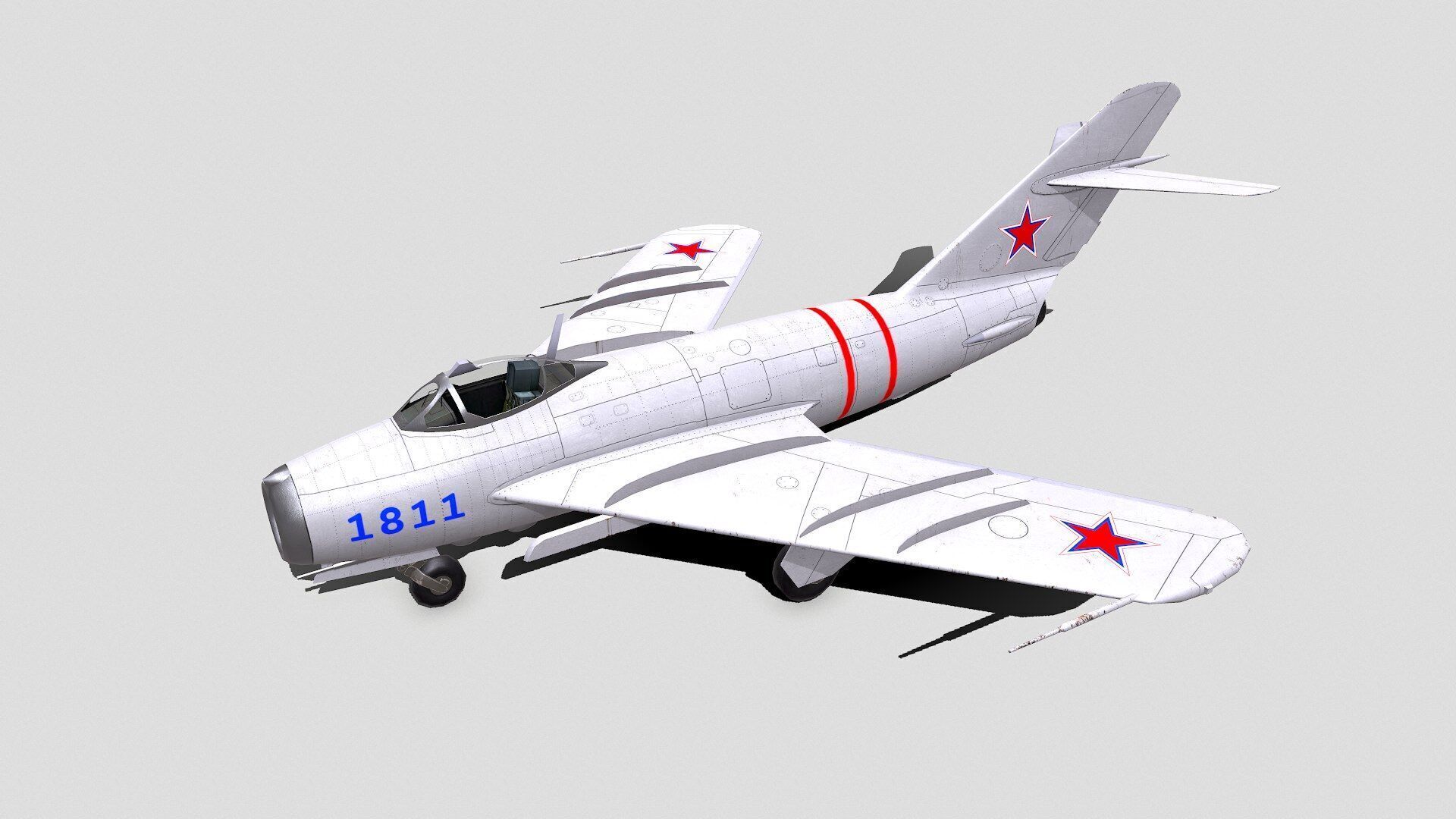 Mikoyan-Gurevich MiG-17 Low-poly PBR Low-poly 3D model_3