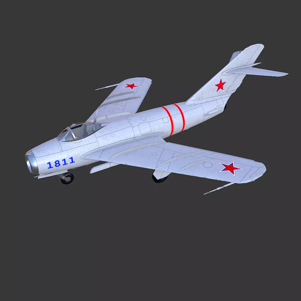 Mikoyan-Gurevich MiG-17 Low-poly PBR Low-poly 3D model_0