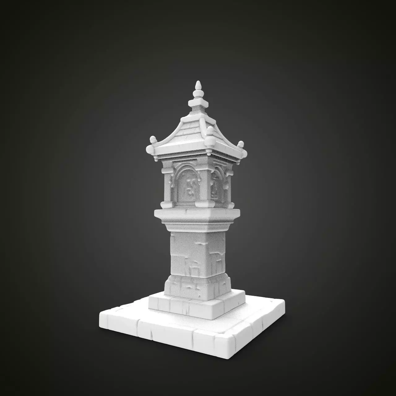 medieval urban stone lantern 1 3D print model