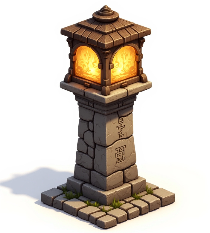 medieval urban stone lantern 2 3D print model_1