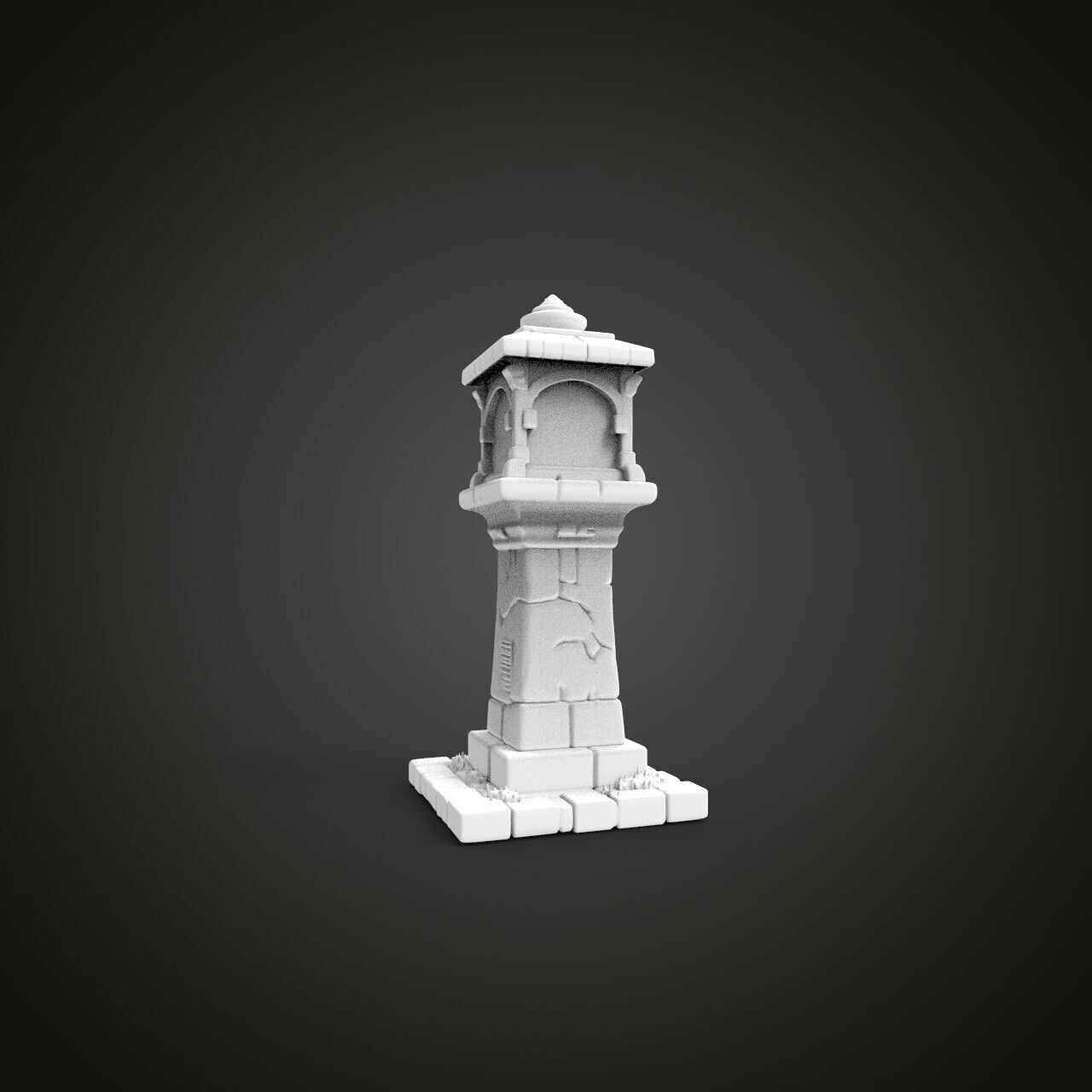 medieval urban stone lantern 2 3D print model_4
