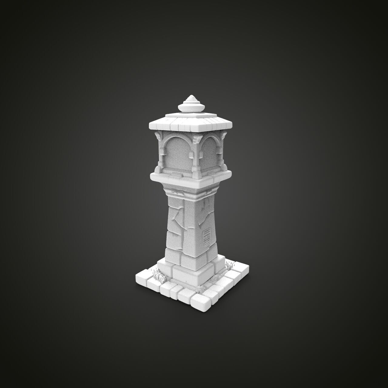 medieval urban stone lantern 2 3D print model_3