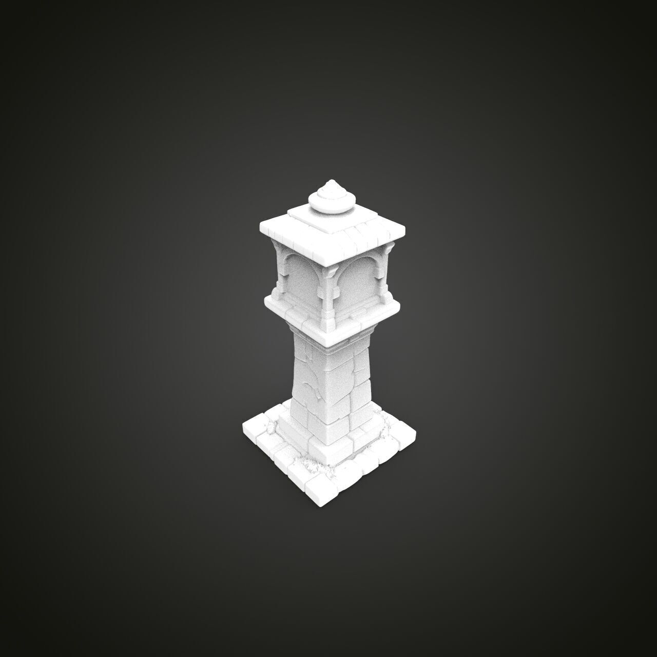 medieval urban stone lantern 2 3D print model_6