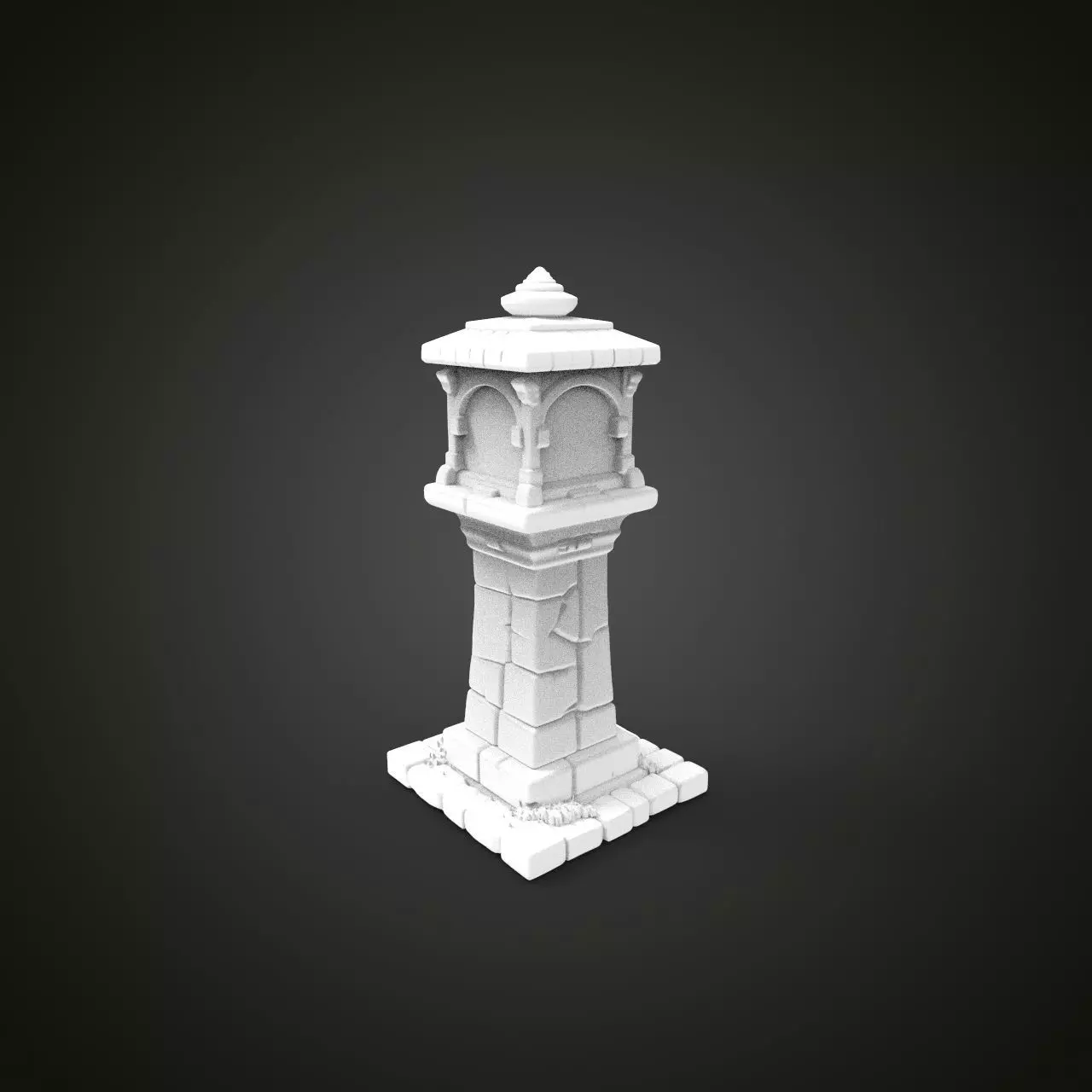 medieval urban stone lantern 2 3D print model_0