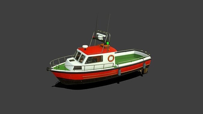 Fishing Boat With Interior Low-poly PBR Low-poly 3D model