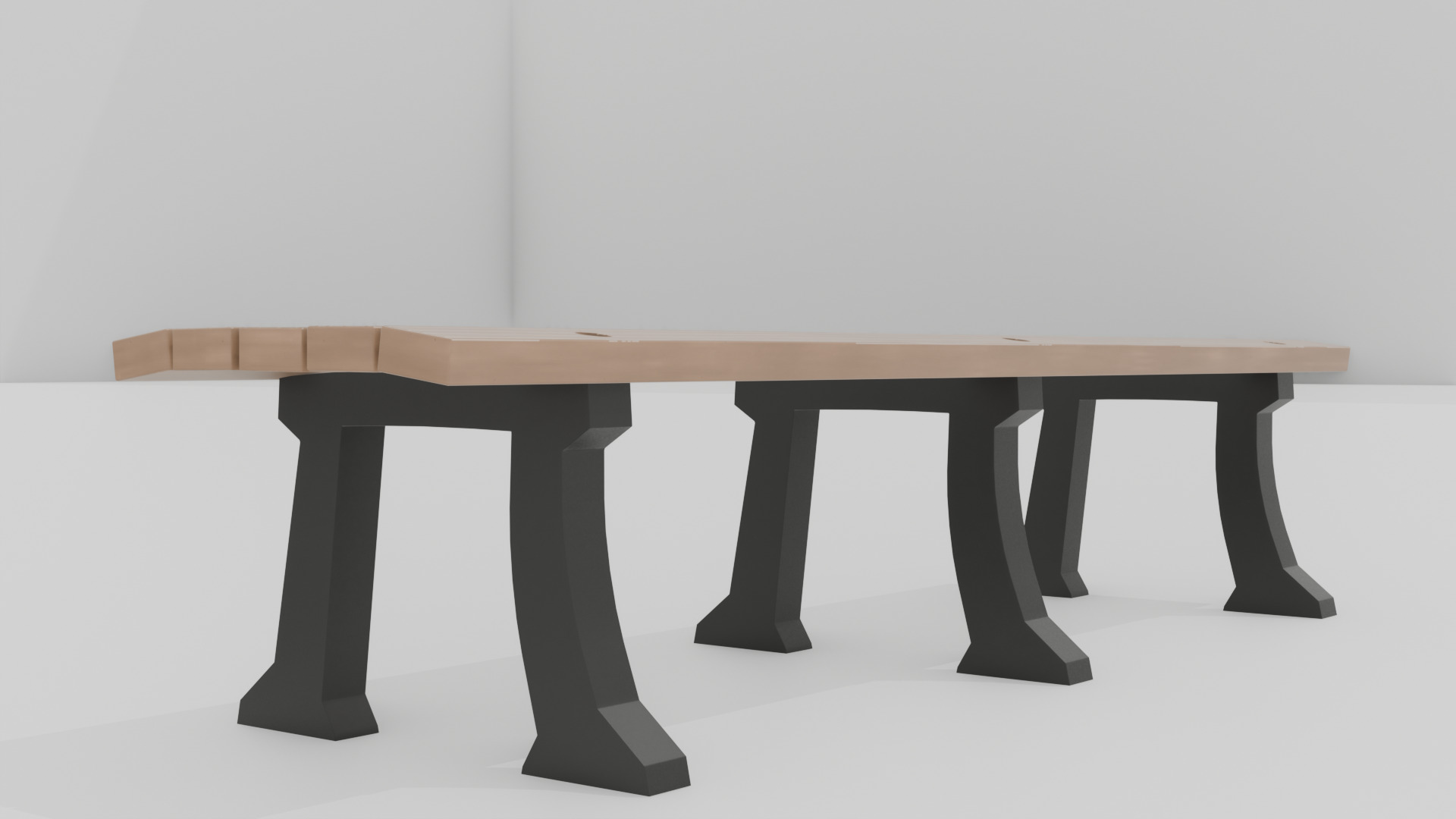 Outdoor Wooden Bench 18 Low-poly 3D model_7