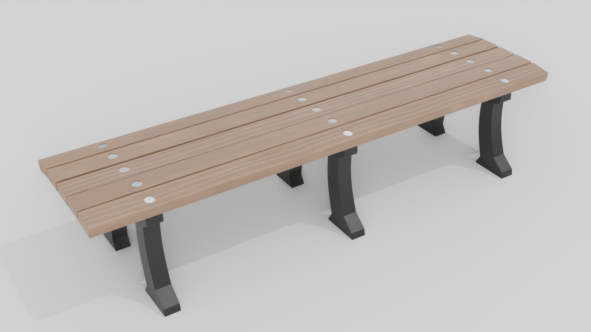 Outdoor Wooden Bench 18 Low-poly 3D model_2
