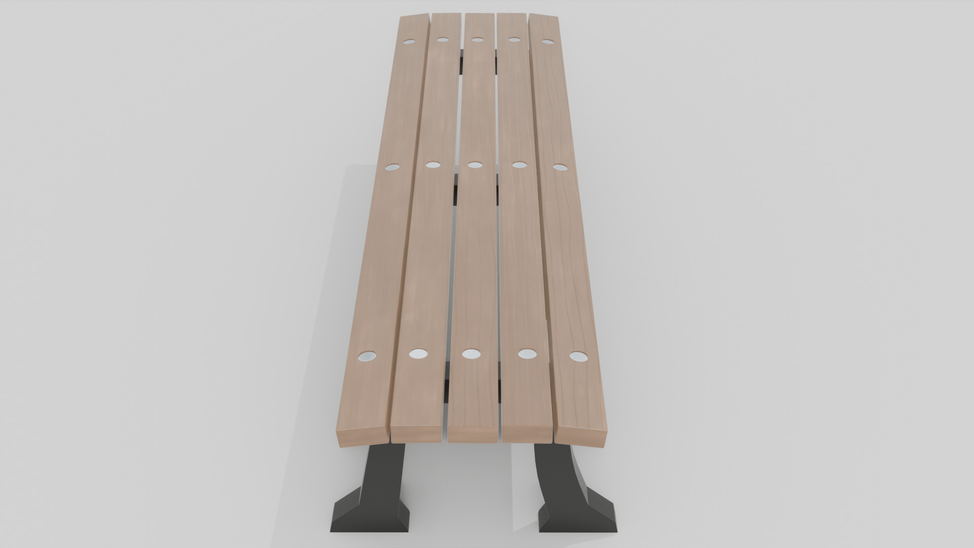 Outdoor Wooden Bench 18 Low-poly 3D model_3