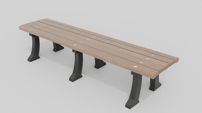 Outdoor Wooden Bench 18 Low-poly 3D model