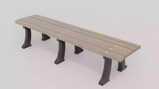 Outdoor Wooden Bench 18 Low-poly 3D model