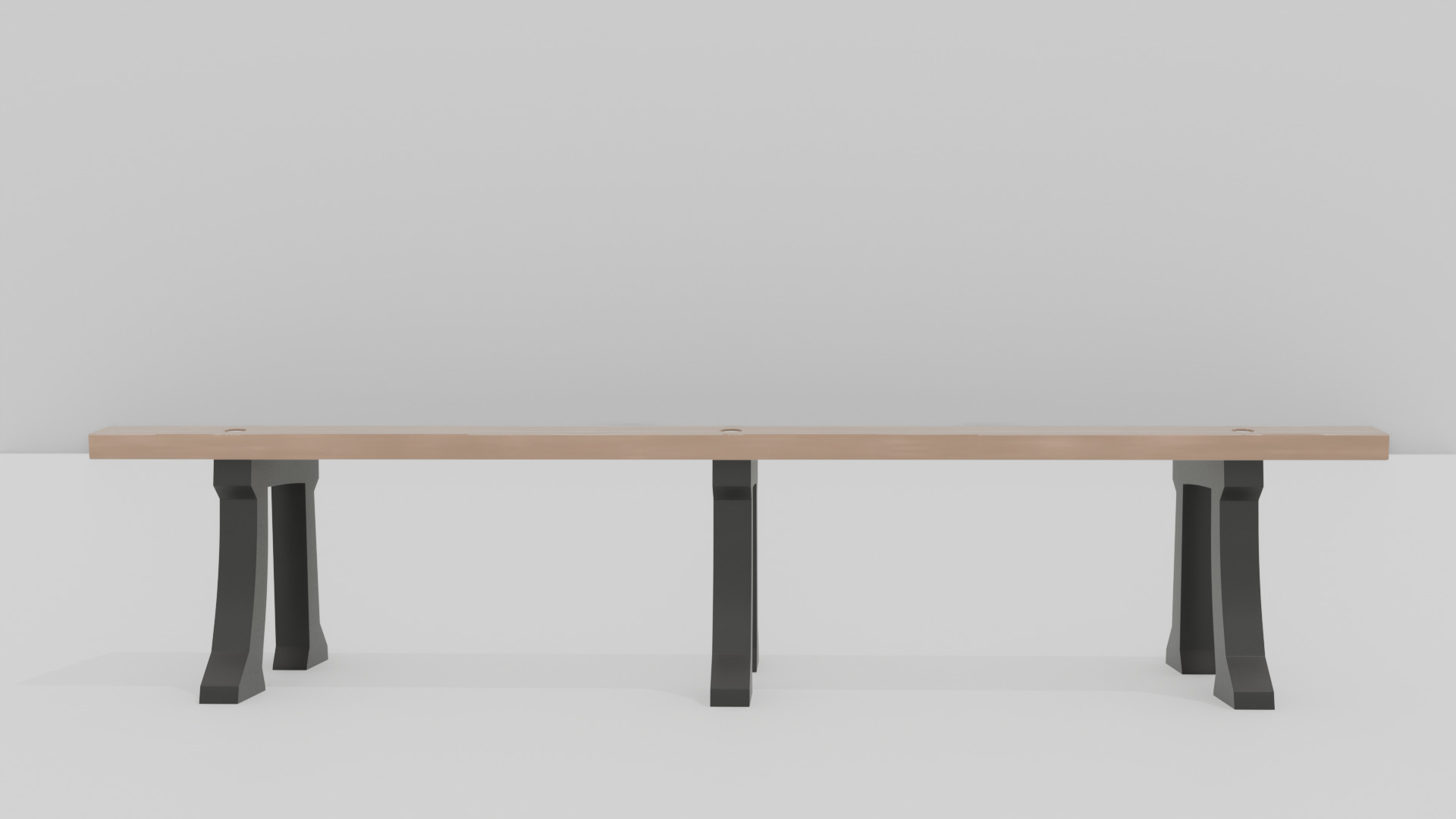 Outdoor Wooden Bench 18 Low-poly 3D model_4