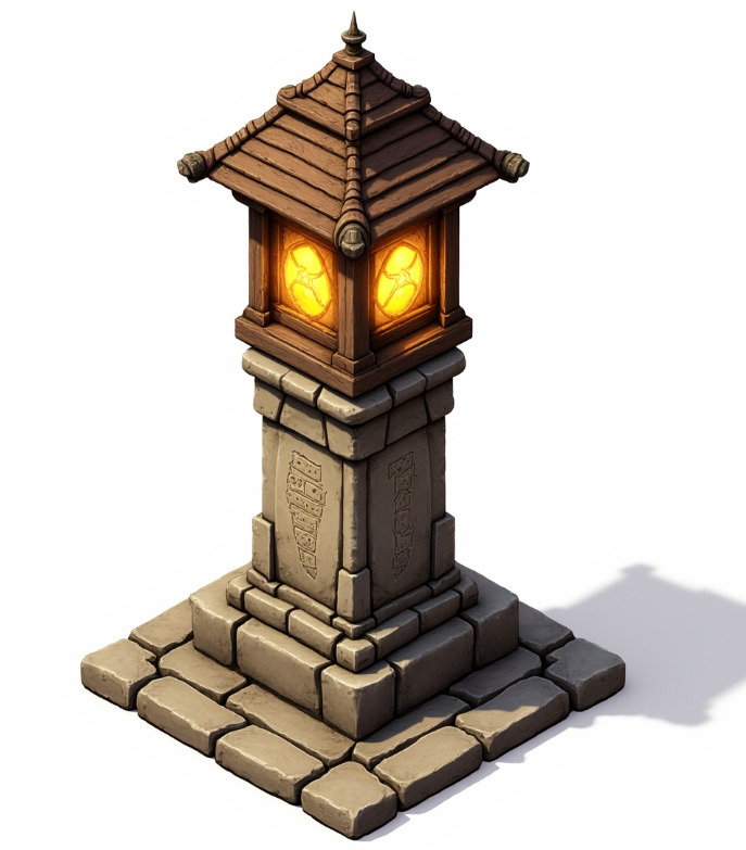 medieval urban stone lantern 3 3D print model_1