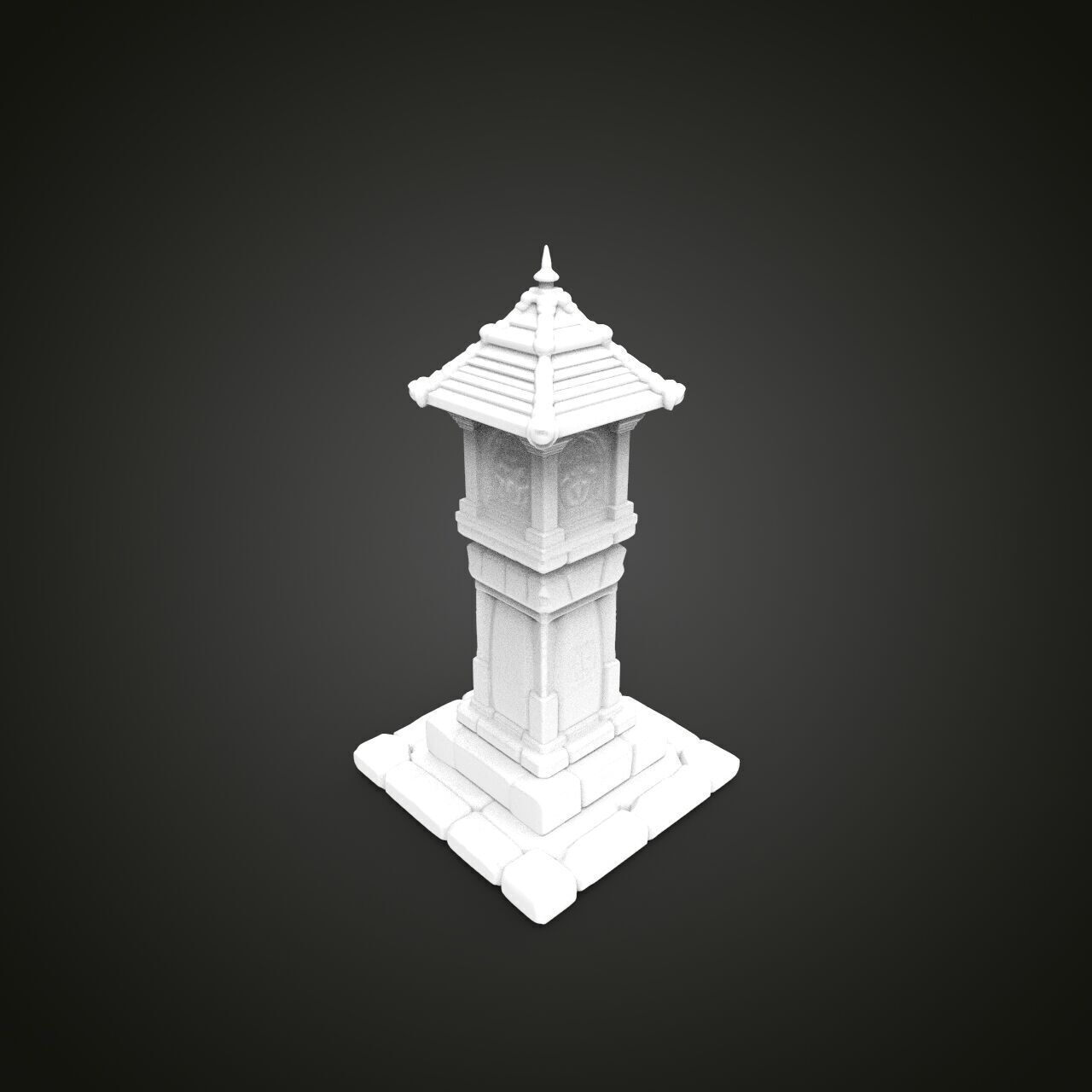 medieval urban stone lantern 3 3D print model_3