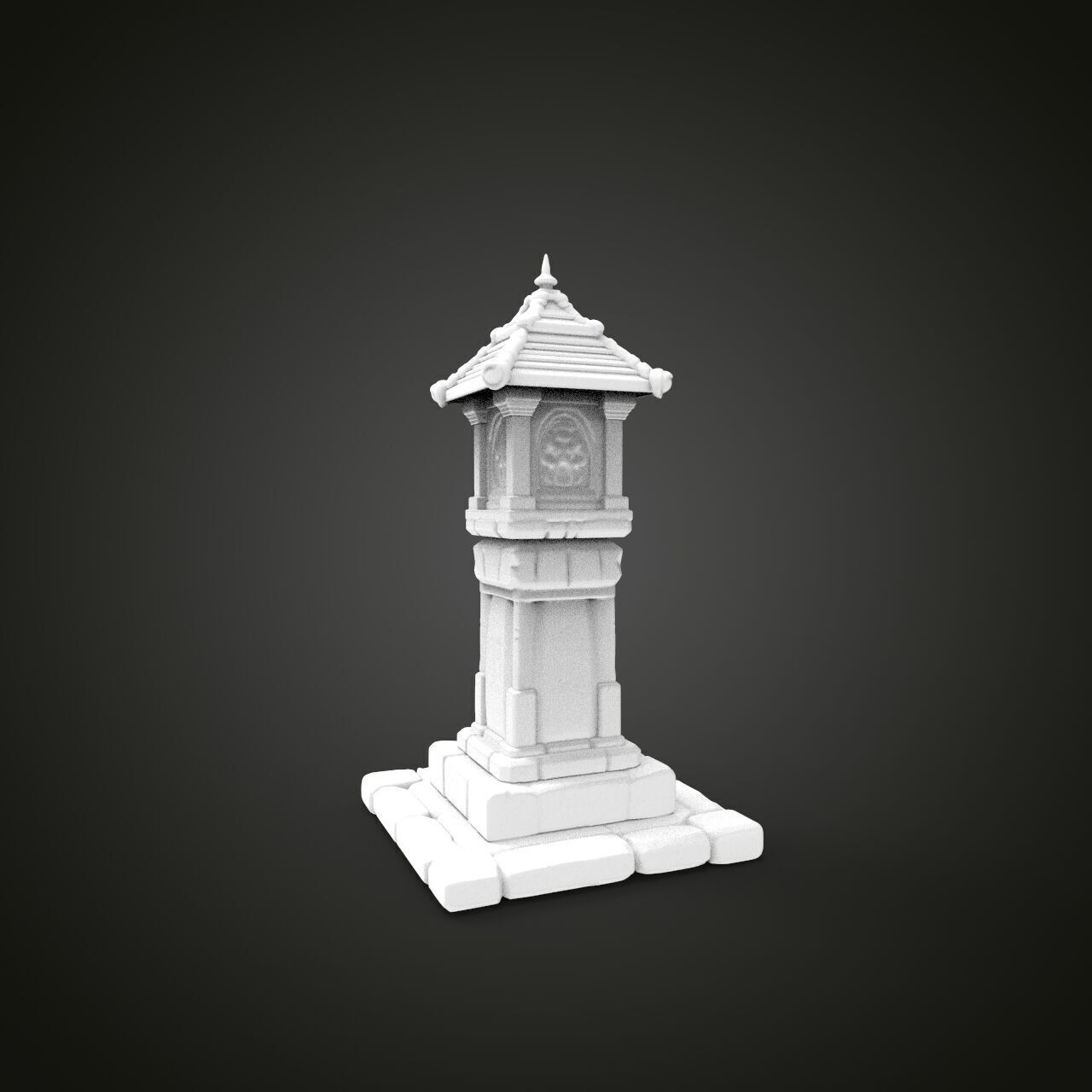 medieval urban stone lantern 3 3D print model_5