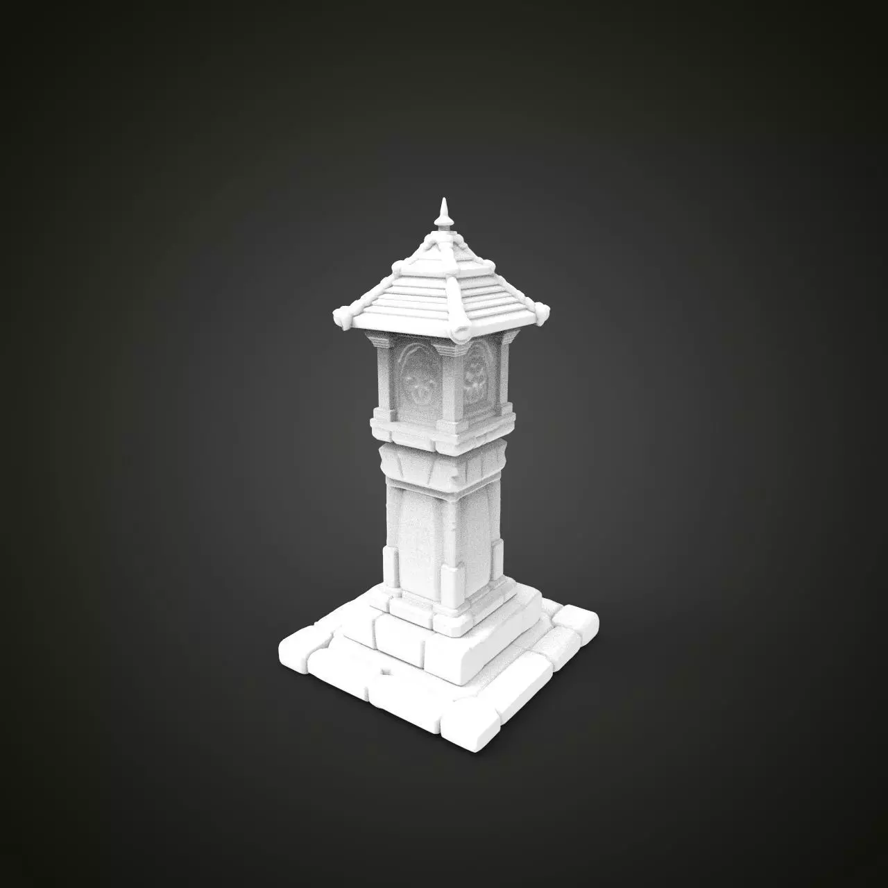 medieval urban stone lantern 3 3D print model_0