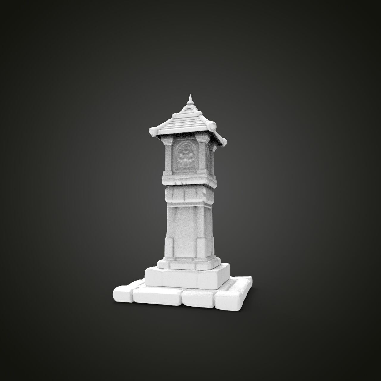medieval urban stone lantern 3 3D print model_6