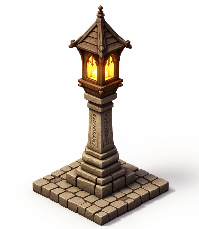 medieval urban stone lantern 6 3D print model_1