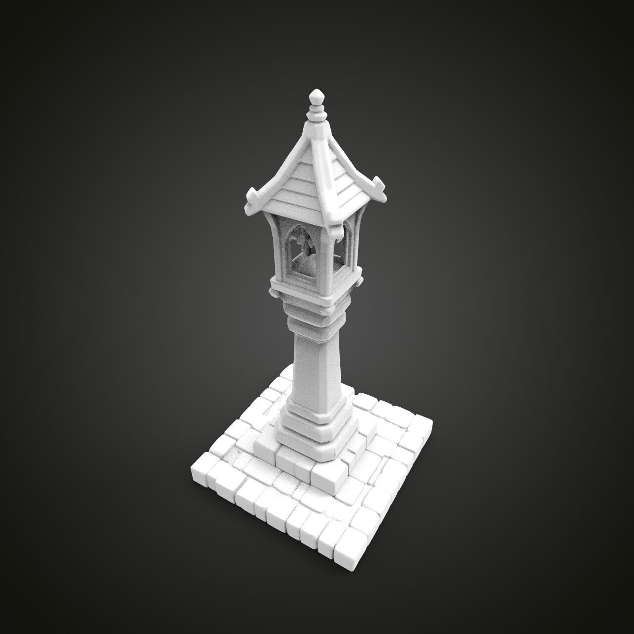 medieval urban stone lantern 6 3D print model_5