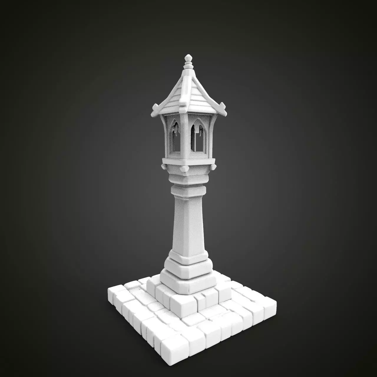 medieval urban stone lantern 6 3D print model_0