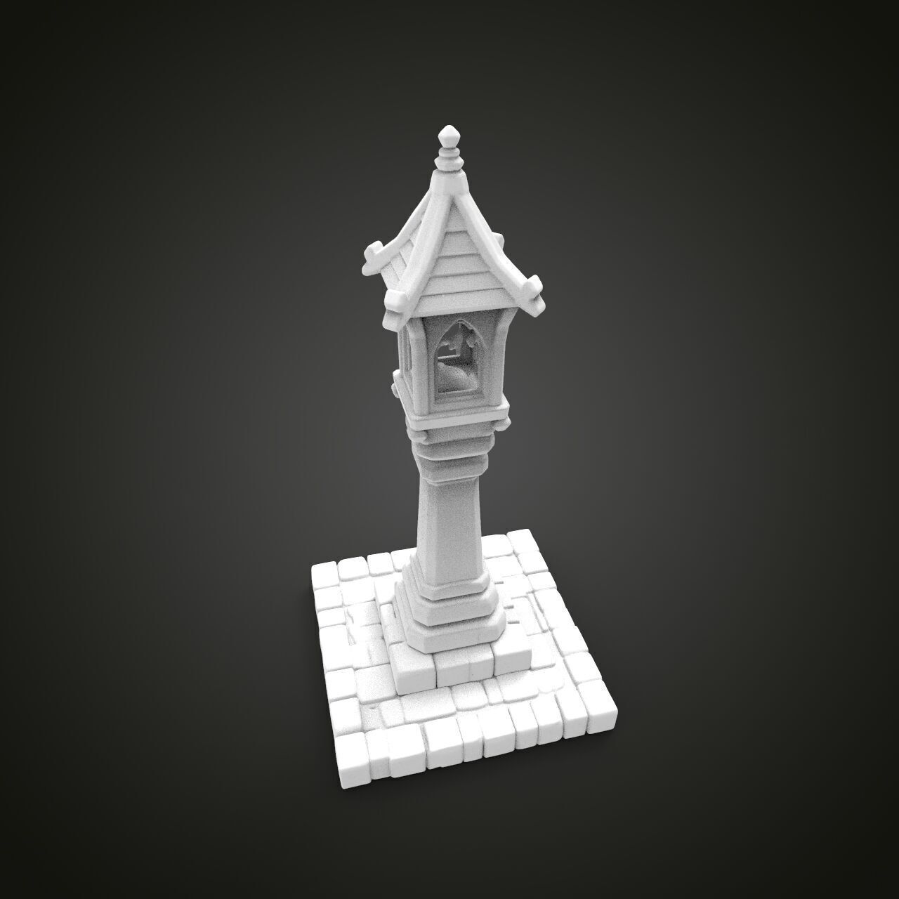 medieval urban stone lantern 6 3D print model_3