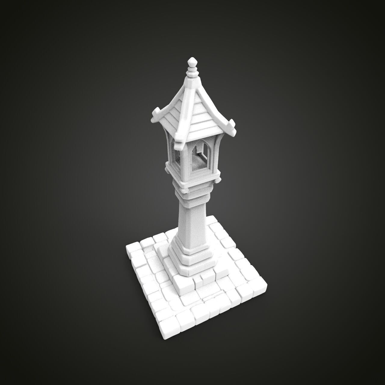 medieval urban stone lantern 6 3D print model_6