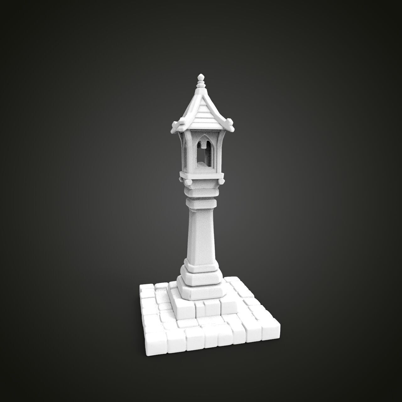 medieval urban stone lantern 6 3D print model_2