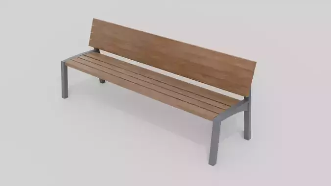 Outdoor Wooden Bench 17 Low-poly 3D model