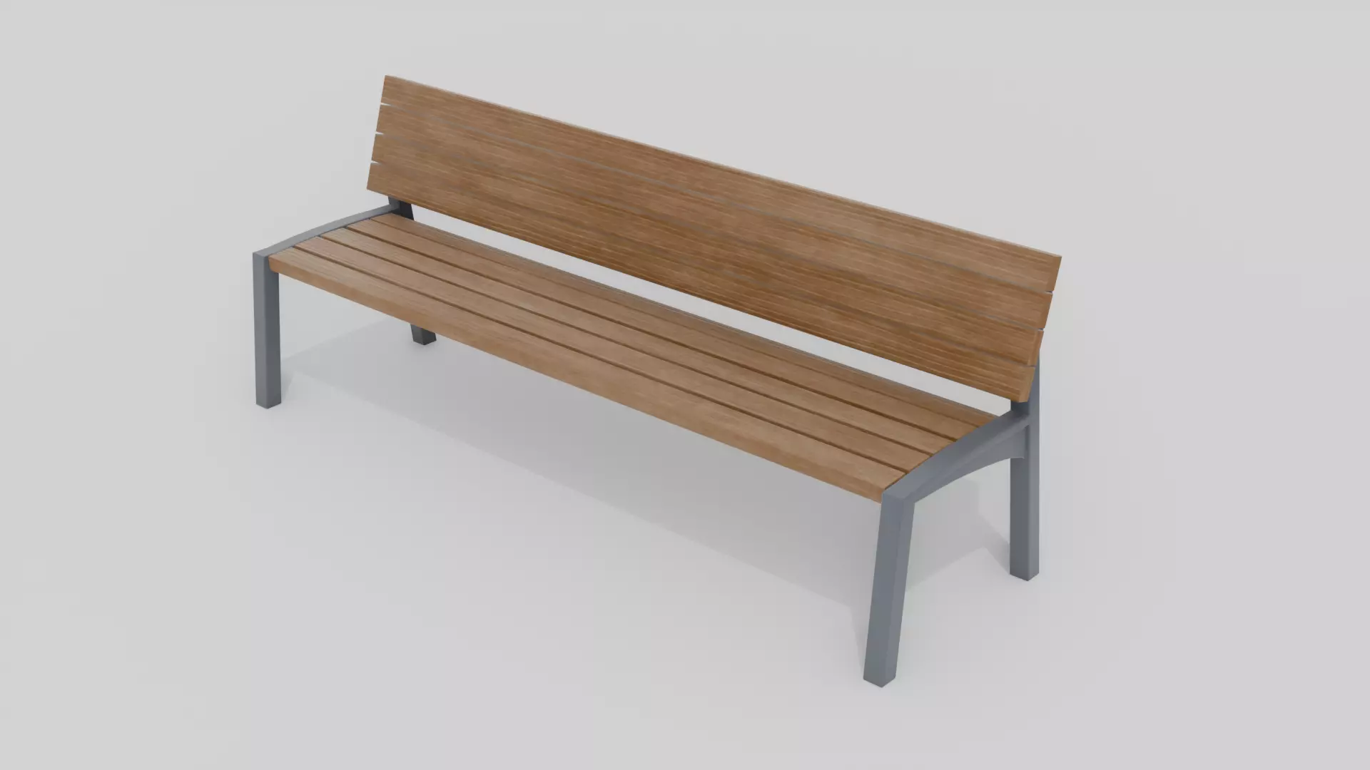 Outdoor Wooden Bench 17 Low-poly 3D model_0