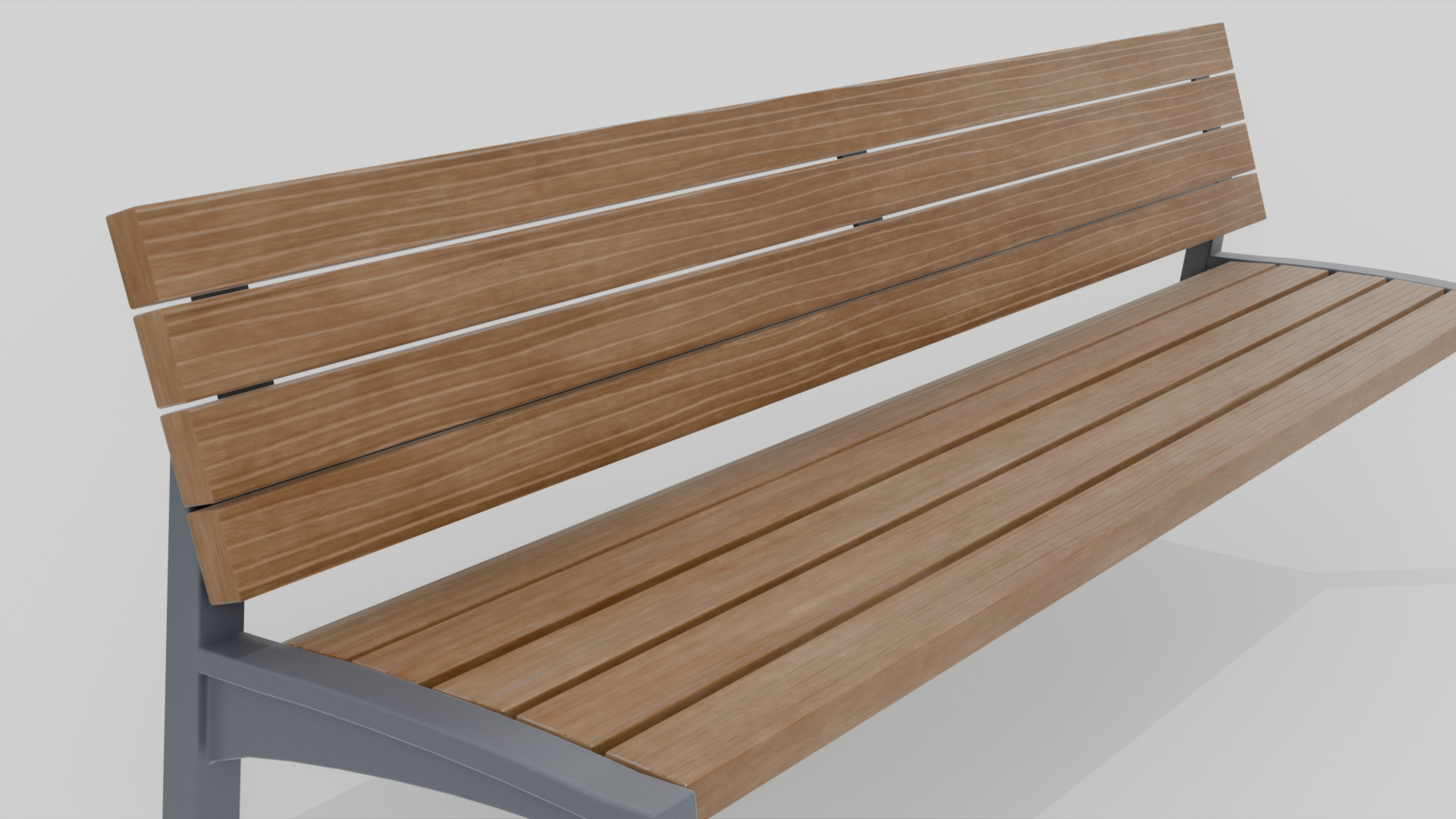 Outdoor Wooden Bench 17 Low-poly 3D model_7