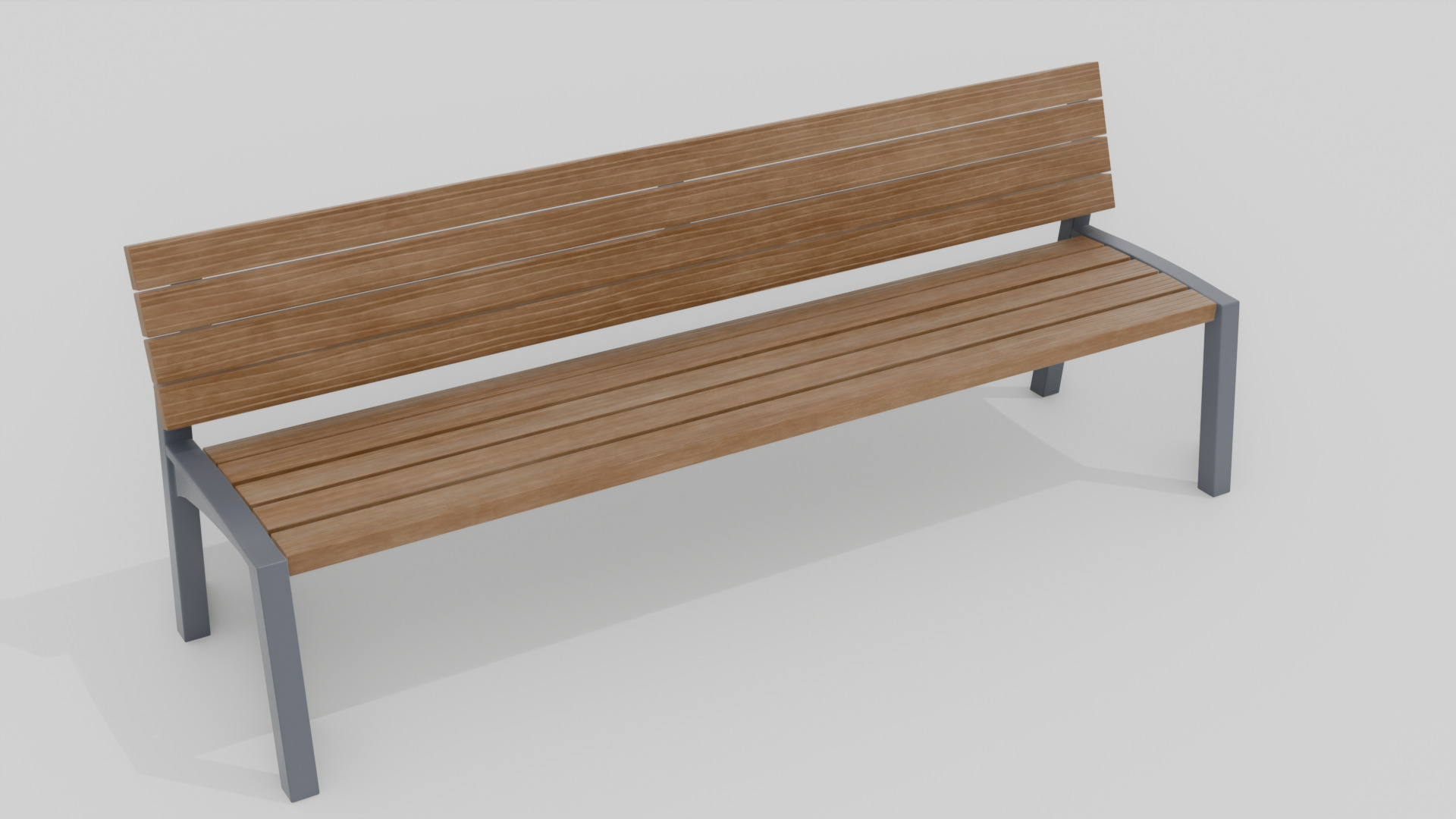 Outdoor Wooden Bench 17 Low-poly 3D model_3