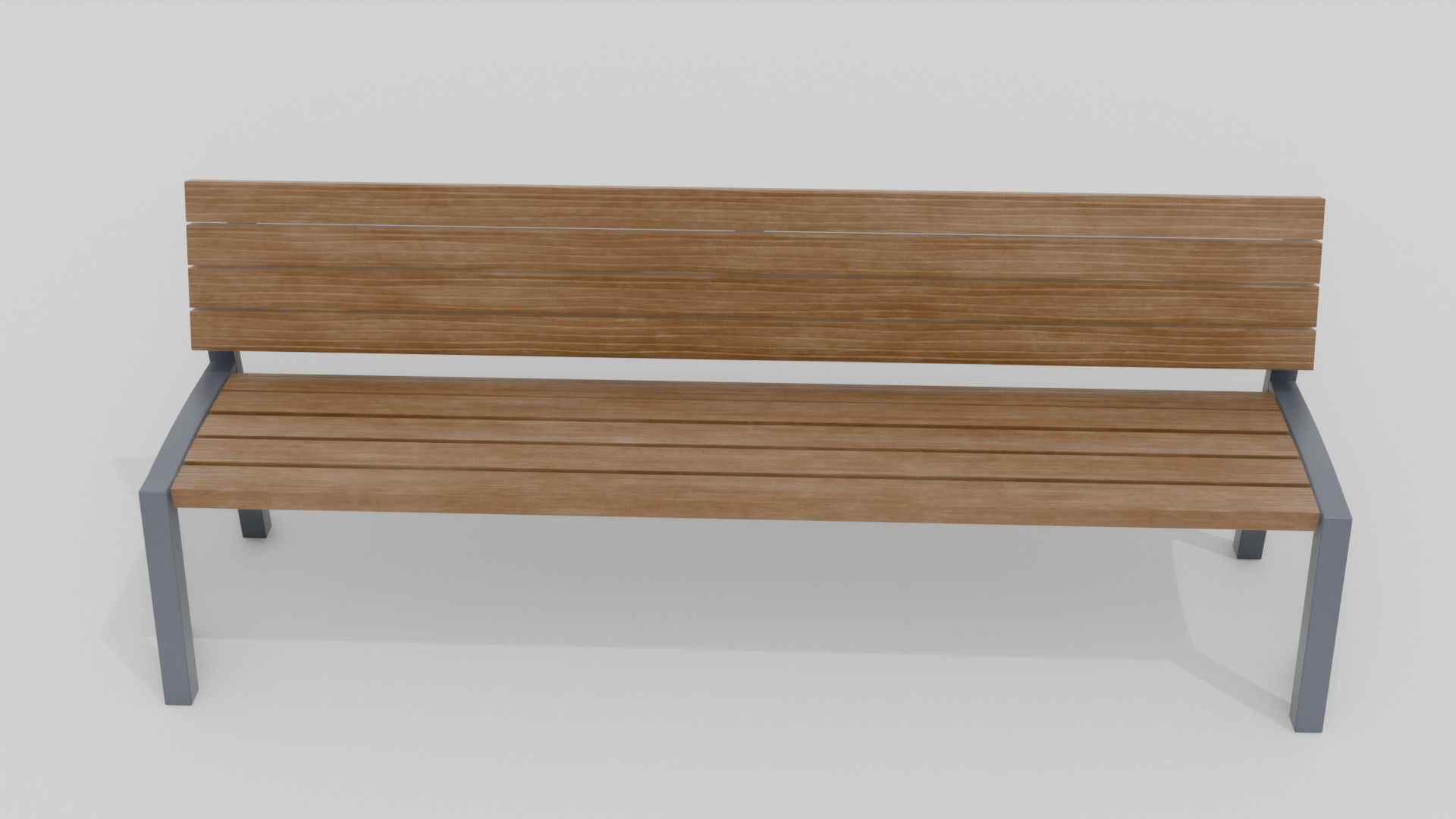 Outdoor Wooden Bench 17 Low-poly 3D model_1