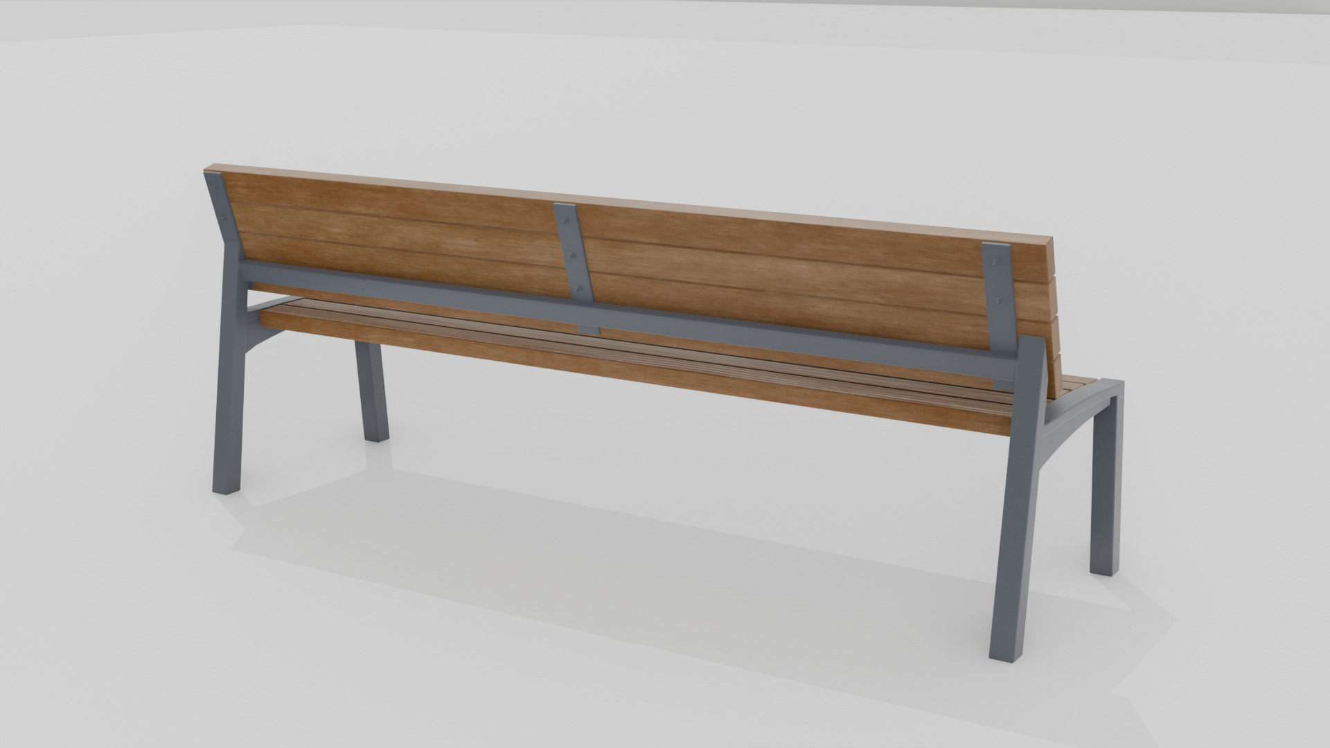 Outdoor Wooden Bench 17 Low-poly 3D model_4