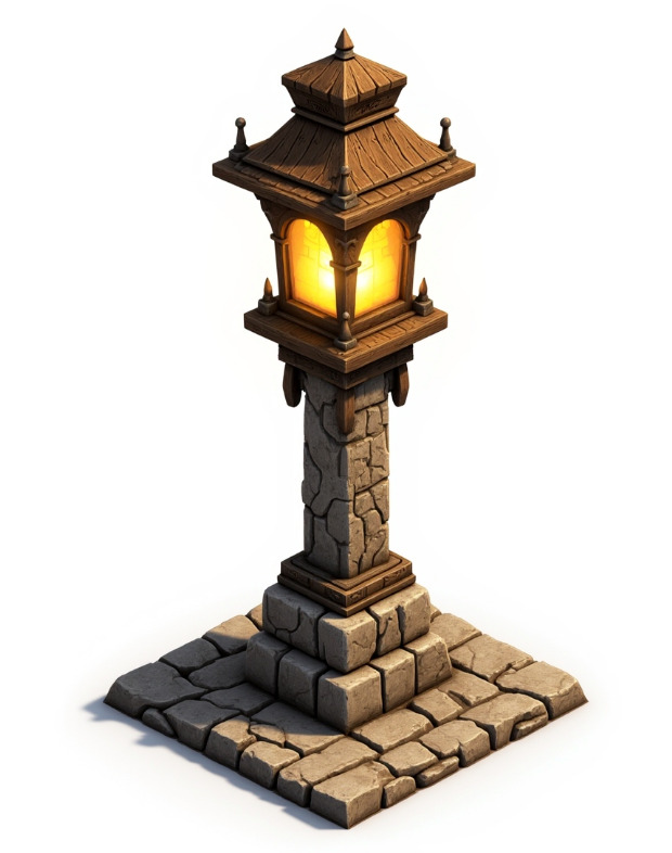 medieval urban stone lantern 8 3D print model_1