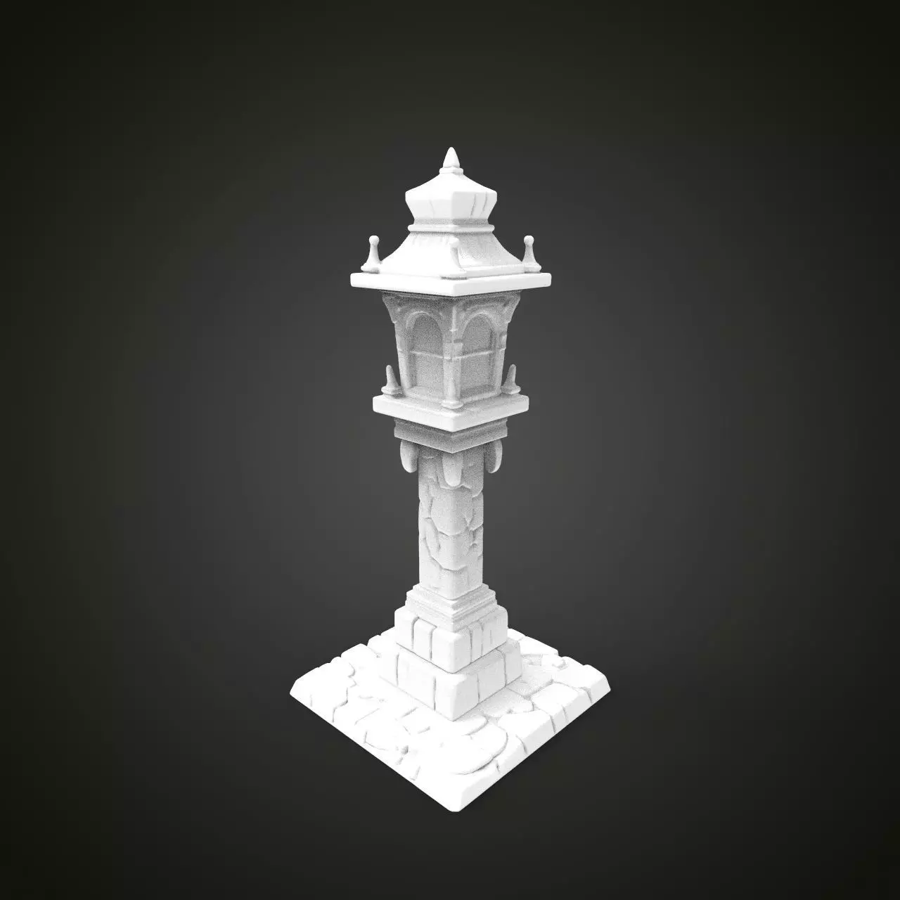 medieval urban stone lantern 8 3D print model_0
