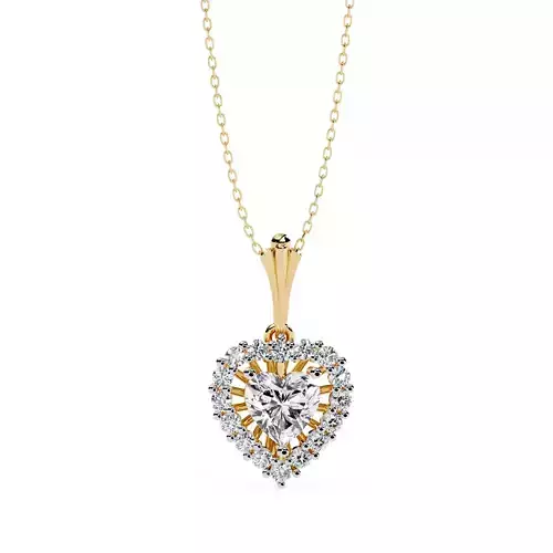 Classic Hear Round diamond Pendant with Chain for women