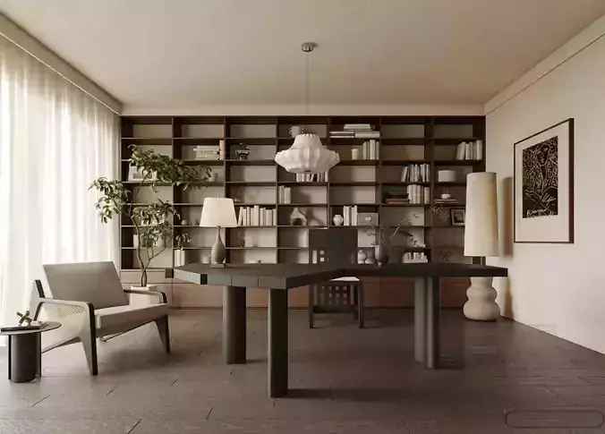 Study and Work Space 3D Models 3D Interior Scene 
