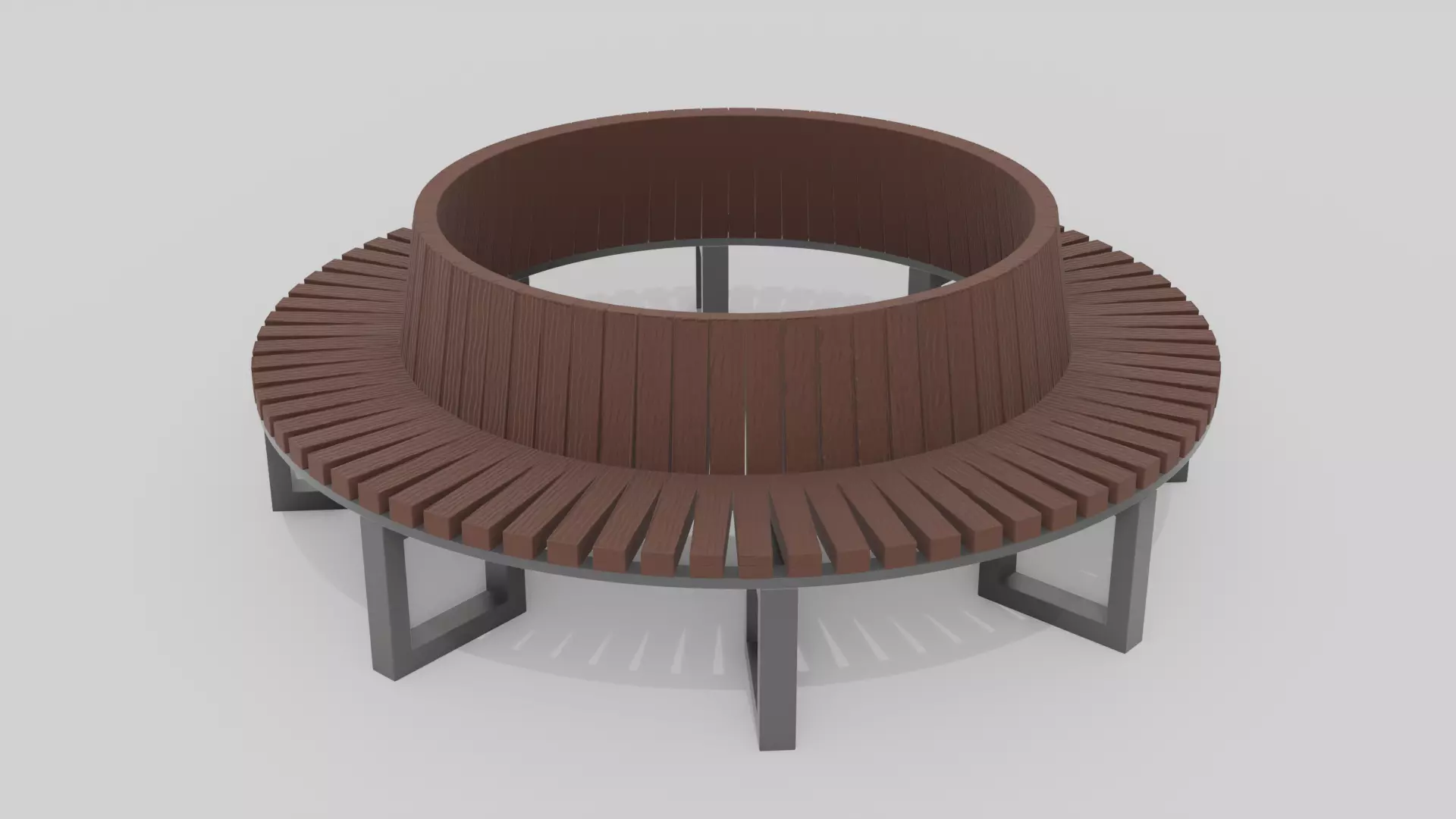Outdoor Wooden Bench Rounded 19 Low-poly 3D model