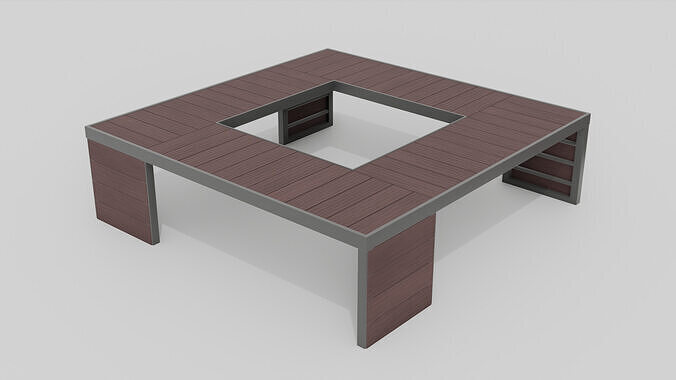 Outdoor Wooden Bench 20 Low-poly 3D model