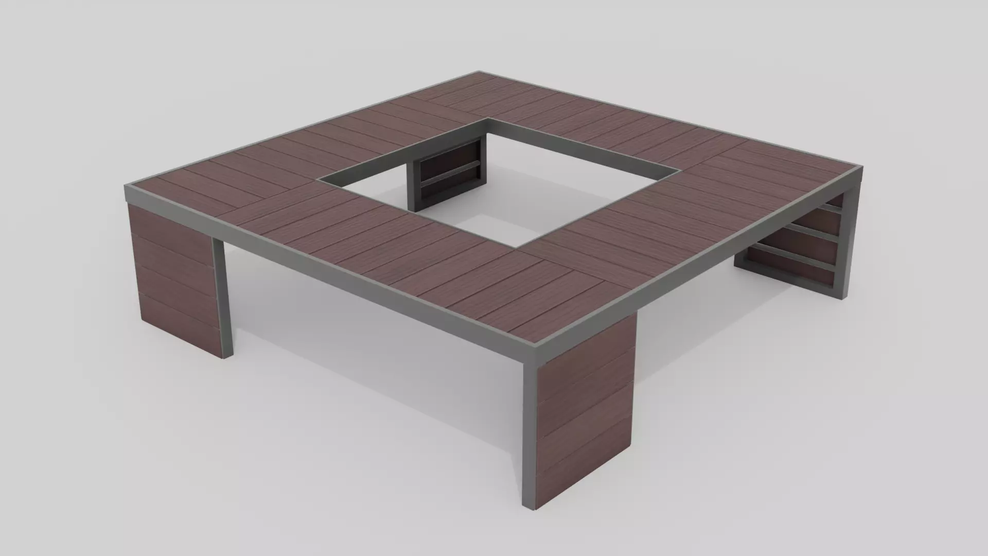 Outdoor Wooden Bench 20 Low-poly 3D model