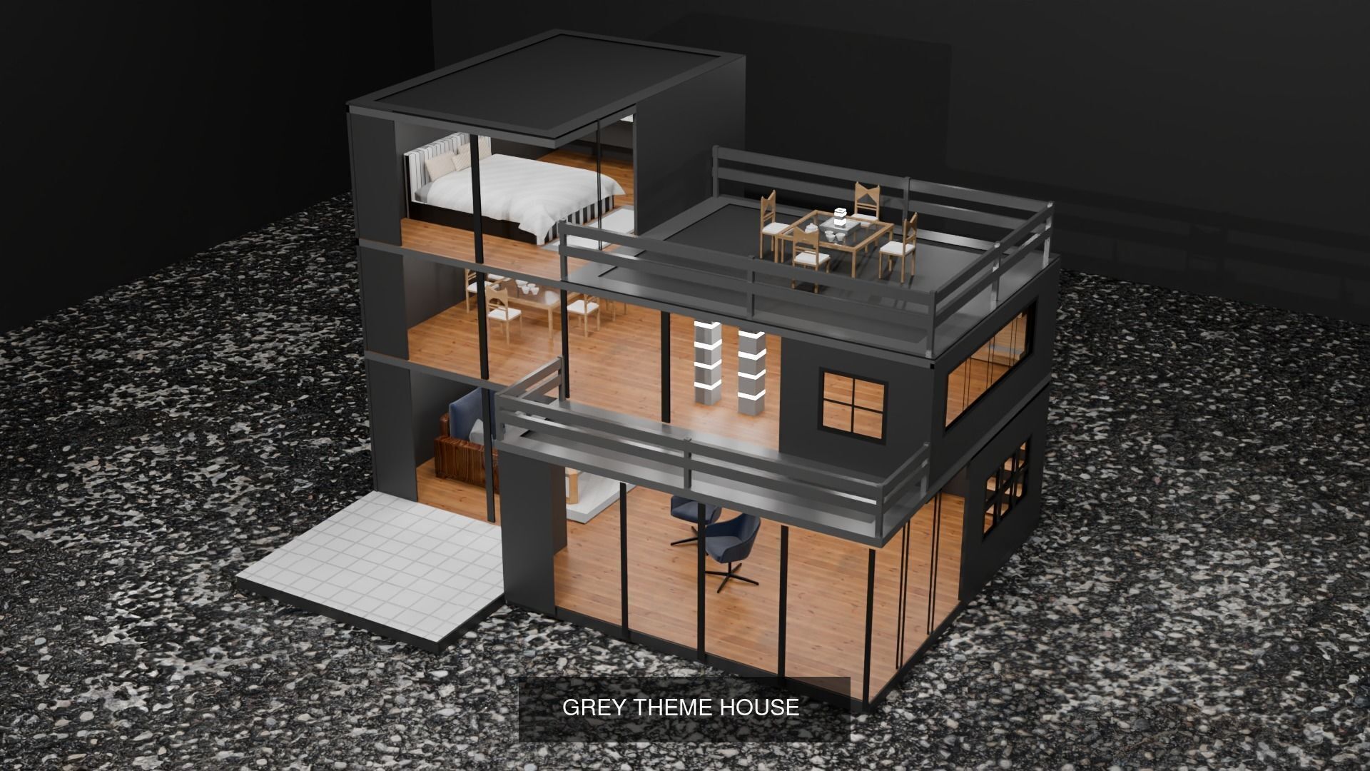 All in One House 3D Models Interior  Exterior Showcase 3D Model Collection_1