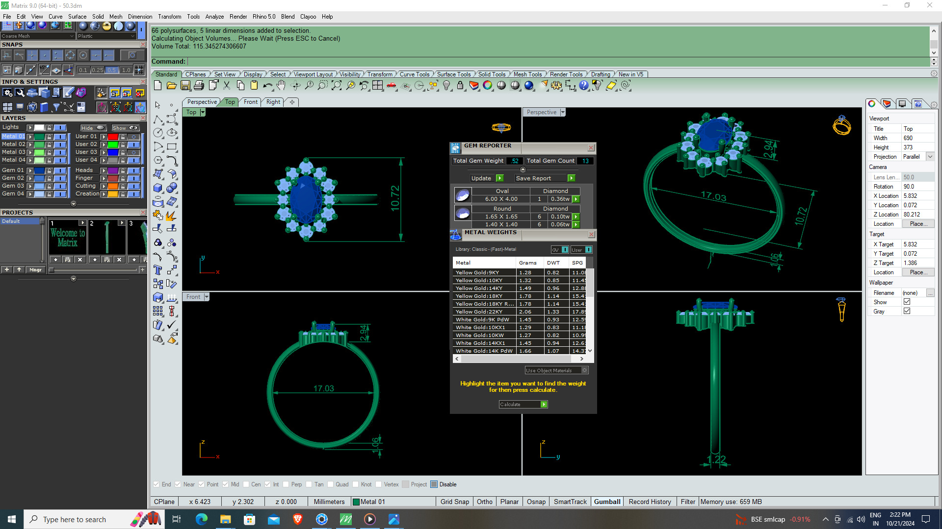 OVAL DIAMOND RING -CAD-012 3D model_12