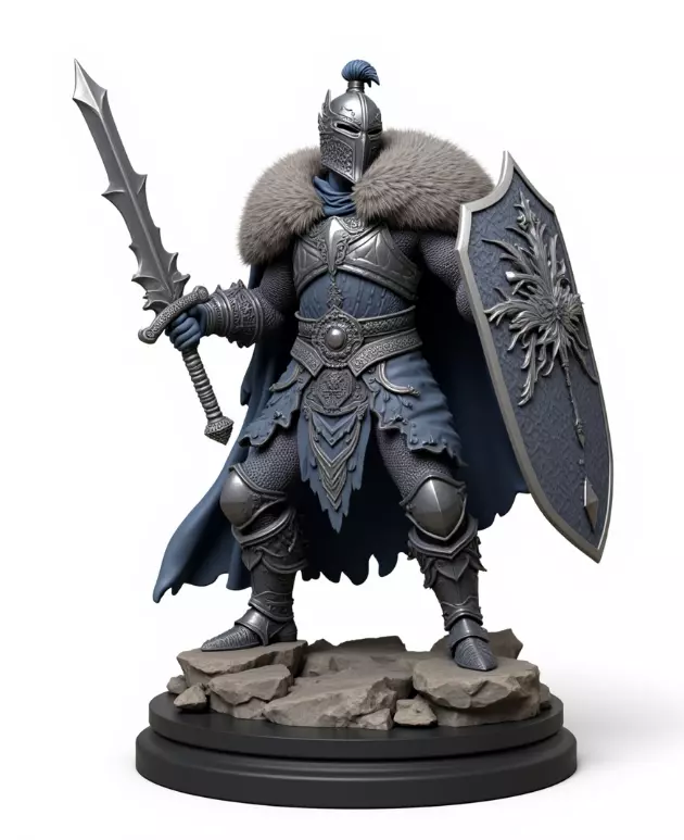 knight fantasy miniature 3D print model_0