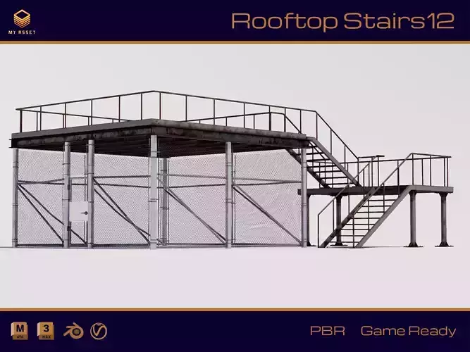 Rooftop Stairs 12 Low-poly 3D model