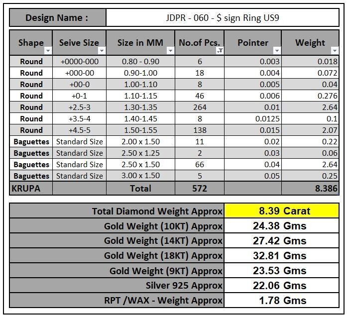 Custom Dollar Sign Ring - Money Sign Diamond Ring 3D print model_20