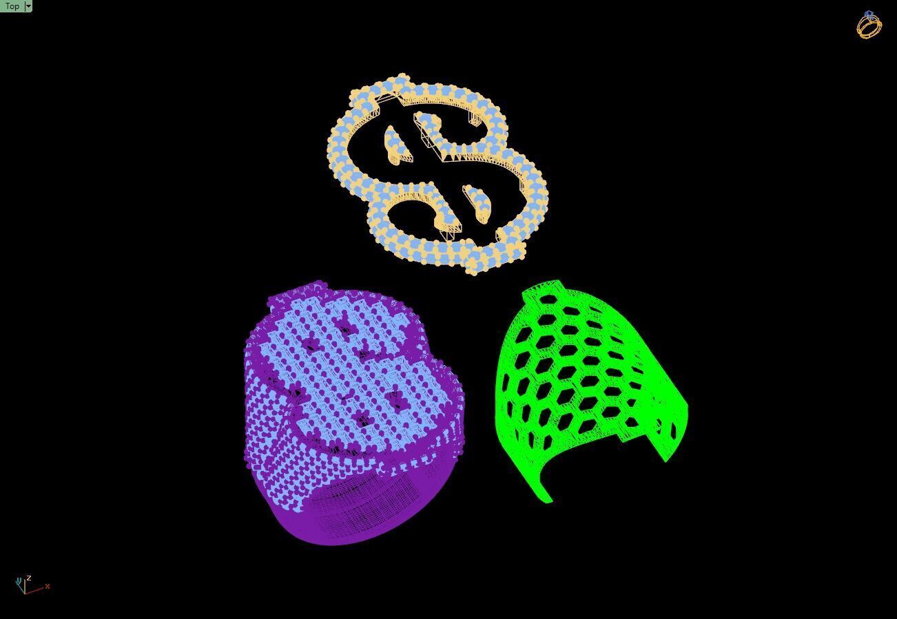 Custom Dollar Sign Ring - Money Sign Diamond Ring 3D print model_15