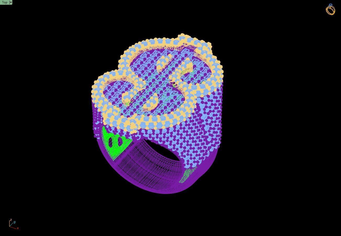 Custom Dollar Sign Ring - Money Sign Diamond Ring 3D print model_14