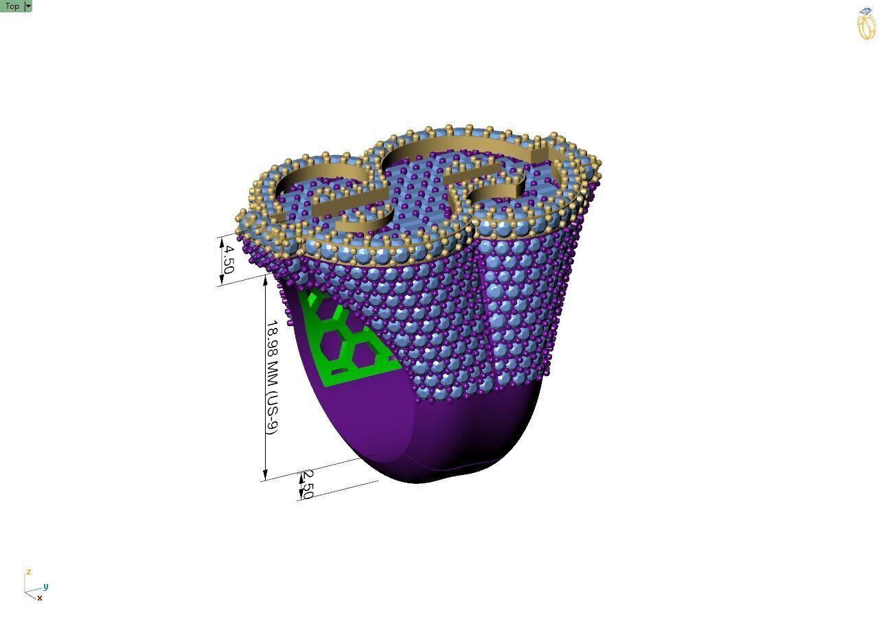 Custom Dollar Sign Ring - Money Sign Diamond Ring 3D print model_7