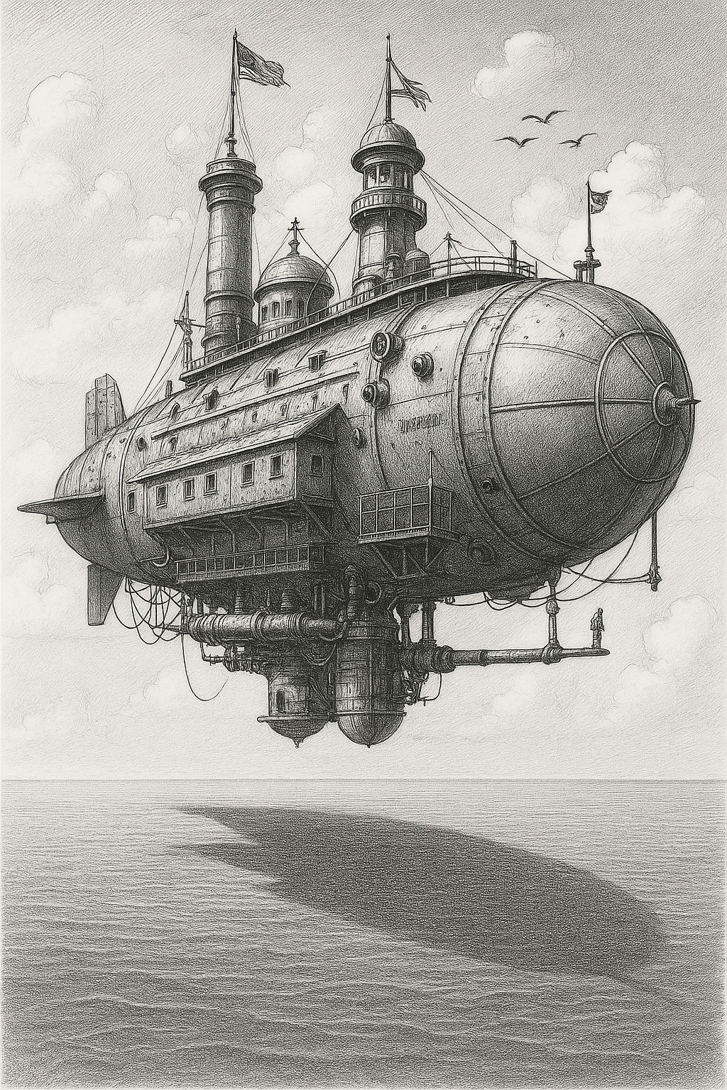 The Sky Fortress - Steampunk Airship 3D print model_2