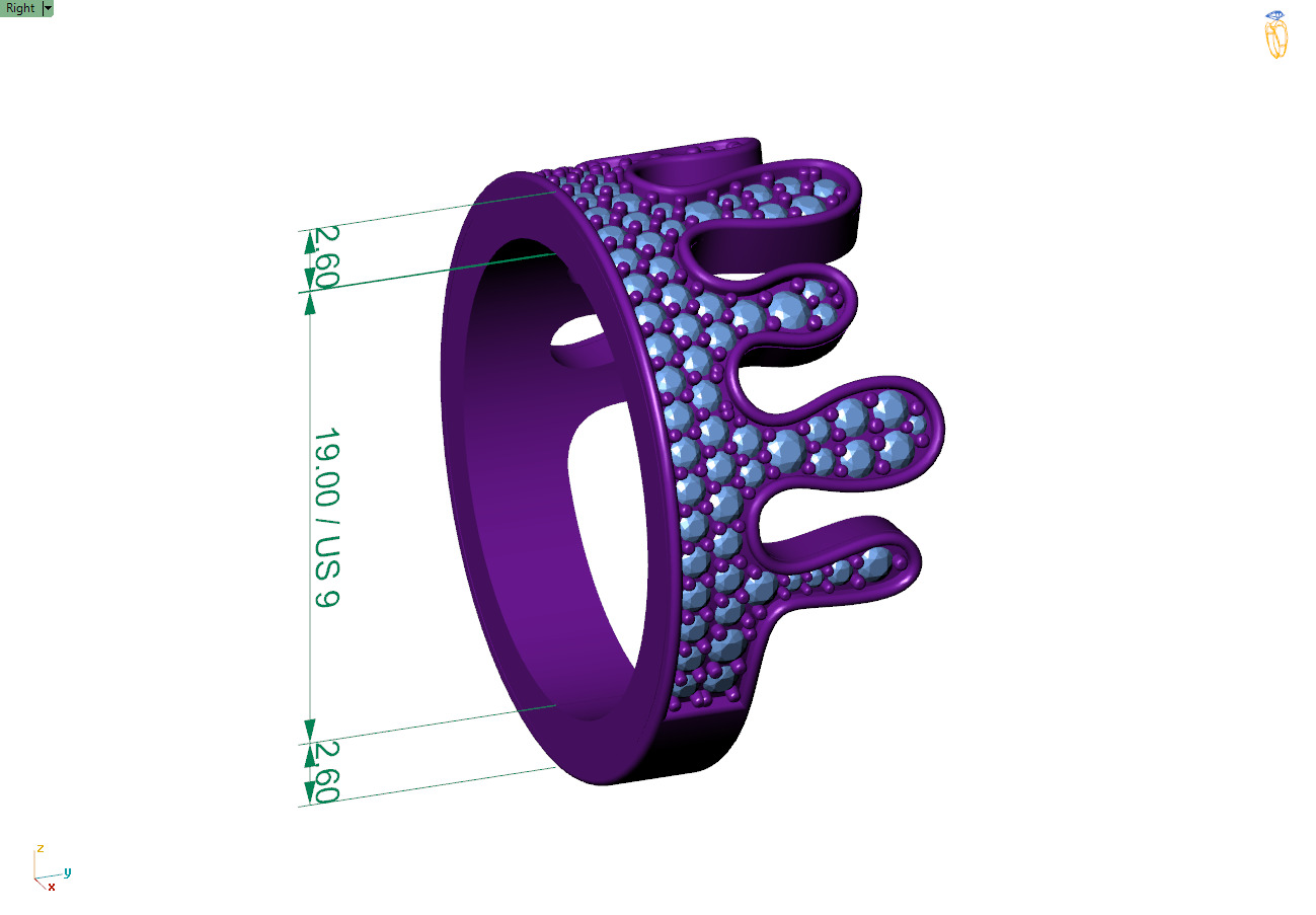 Custom Blood Drips Diamond Ring - Drip Iceout Ring 3D print model_7